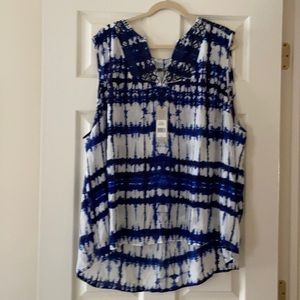 NYDJ tie dye blouse with embroidery